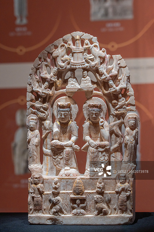 双思惟菩萨像 北齐(550-577年) 邺城遗址北吴庄佛教造像埋藏坑出土 中国社会科学院考古研究所藏图片素材