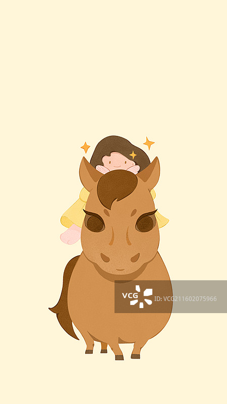 马年生肖手绘插画之马上变美图片素材