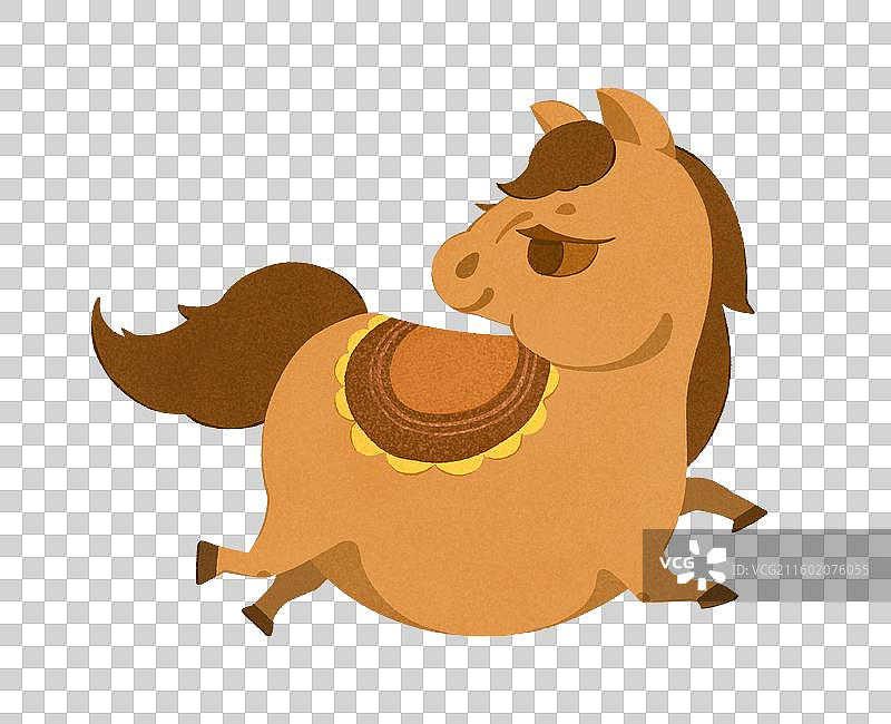 棕色生肖小马奔跑之马年手绘插画图片素材