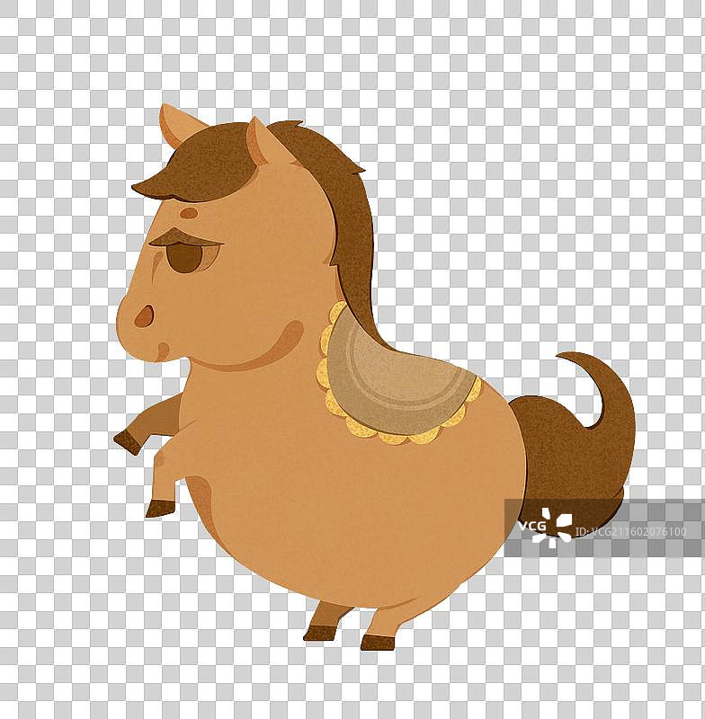 棕色生肖小马奔跑之马年手绘插画图片素材