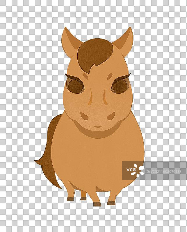 棕色生肖小马之马年手绘插画图片素材