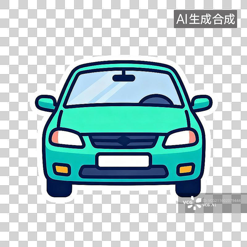 【AI数字艺术】绿色卡通汽车正面图图片素材