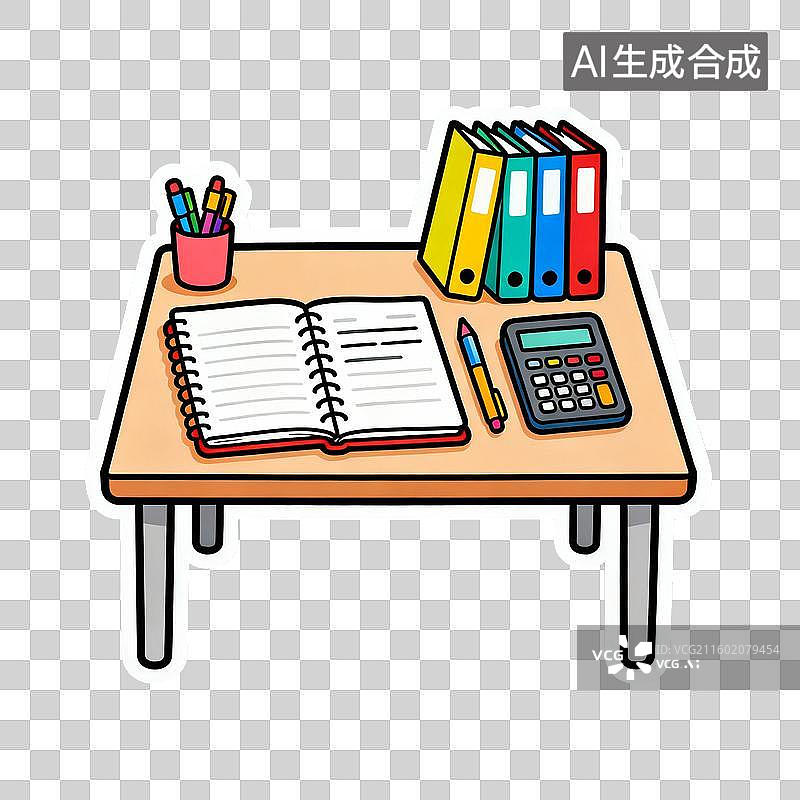 【AI数字艺术】学习桌上的文具和办公用品图片素材