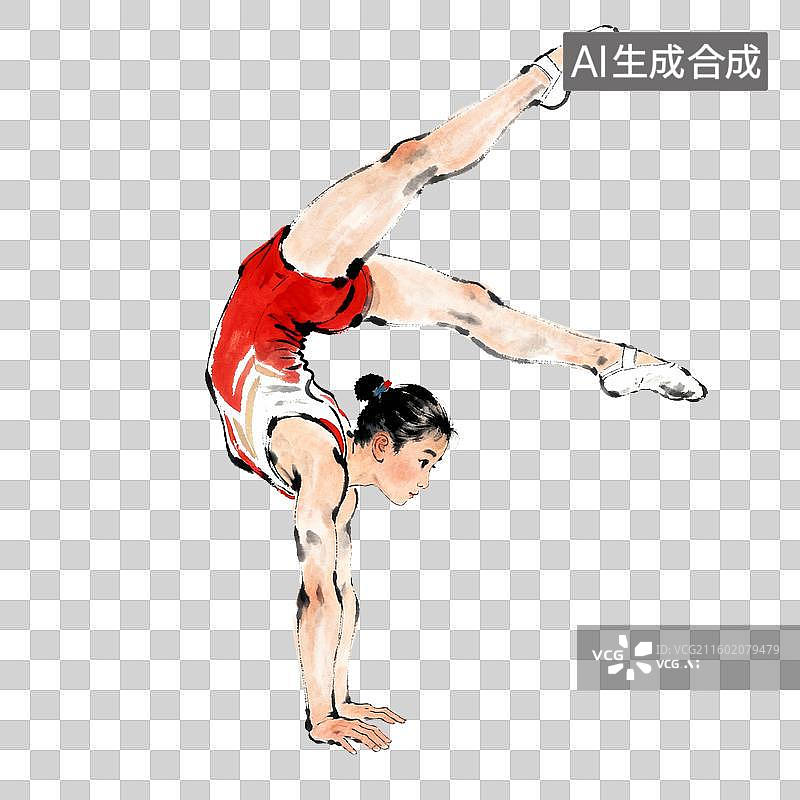 【AI数字艺术】体操运动员做手倒立动作图片素材
