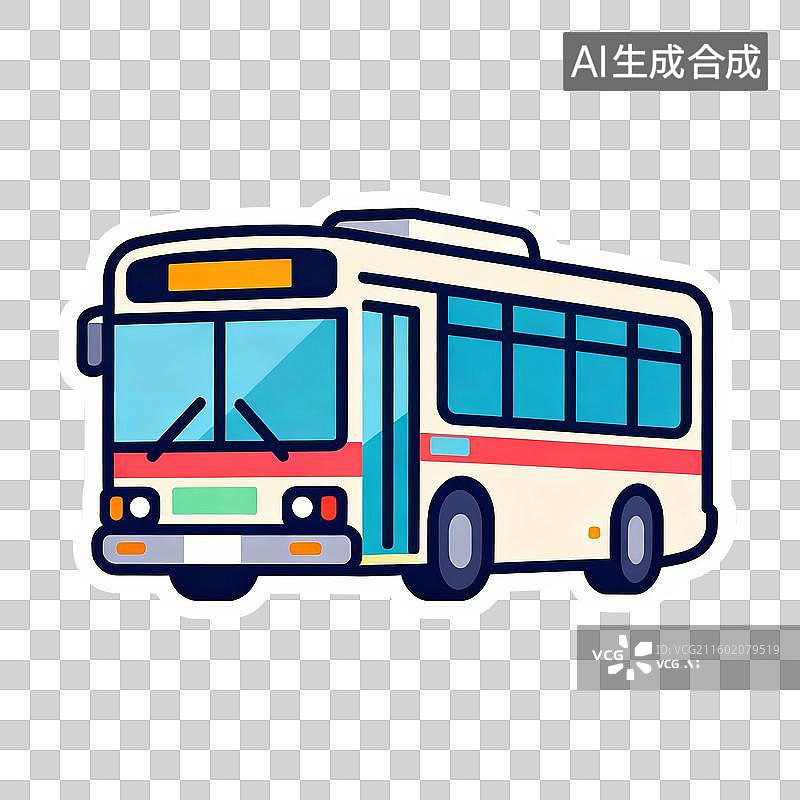 【AI数字艺术】卡通风格的公交车图标图片素材