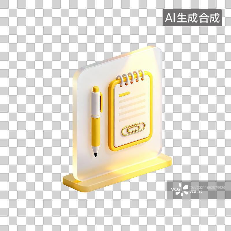 【AI数字艺术】记事本与笔的图标图片素材
