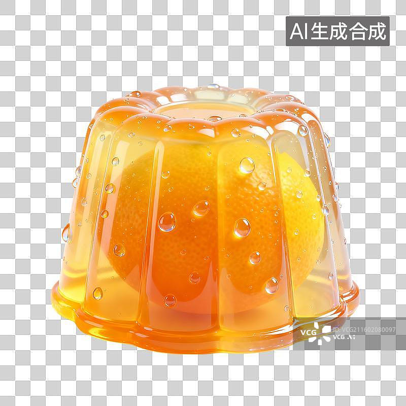 【AI数字艺术】橙色果冻杯中的新鲜橙子图片素材
