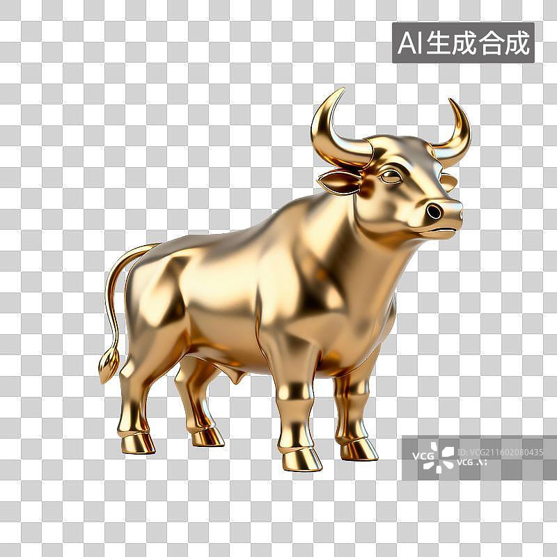 【AI数字艺术】金色公牛雕像图片素材