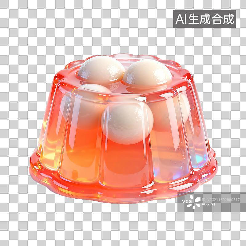 【AI数字艺术】果冻甜点配白色圆球图片素材