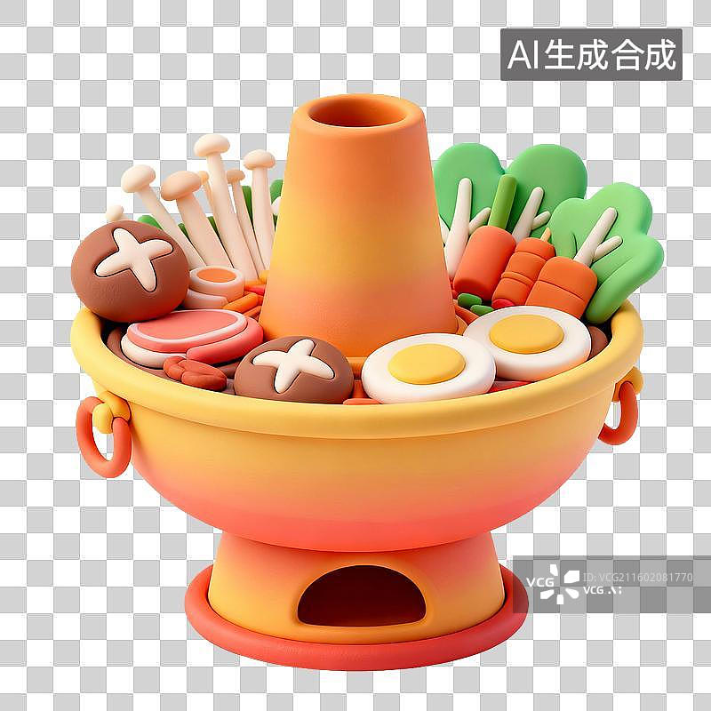 【AI数字艺术】卡通风格的火锅食材摆盘图片素材