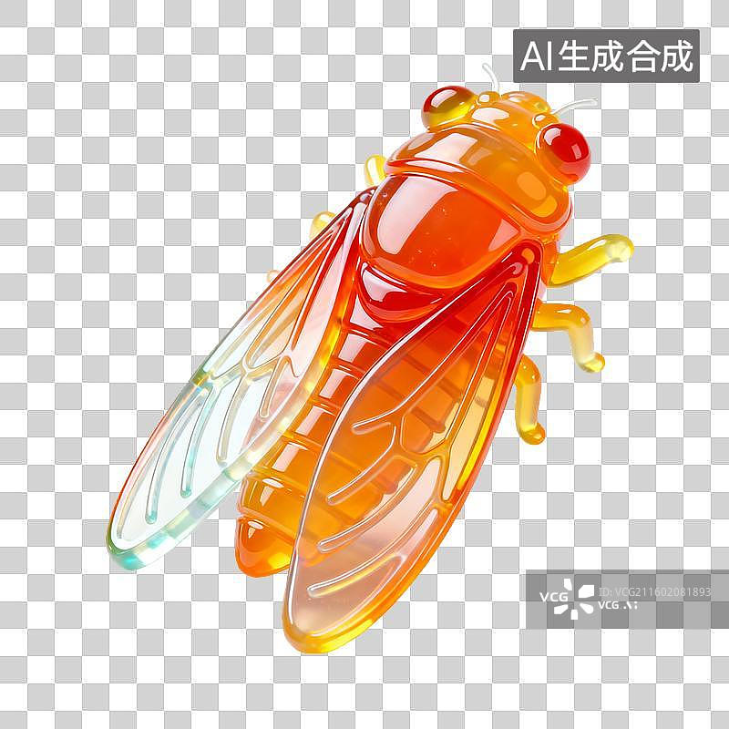 【AI数字艺术】透明橙色蝉的插图图片素材