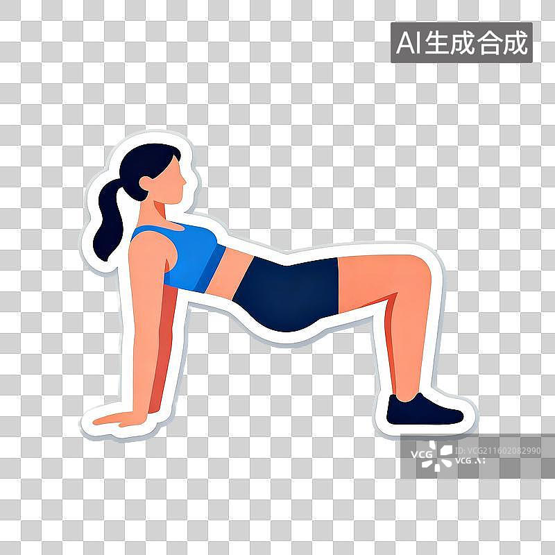 【AI数字艺术】女性做平板支撑的健身插图图片素材
