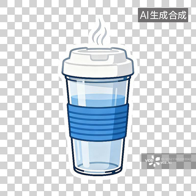 【AI数字艺术】带盖的透明保温杯内有热饮图片素材