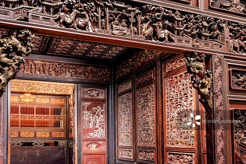 泰宁明清园 金丝楠拔步床 清朝中叶大户人家卧室床前的小木屋 福建三明文化旅游图片素材