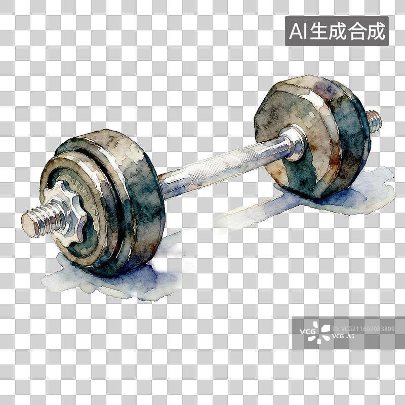 【AI数字艺术】水彩风格的哑铃插图图片素材