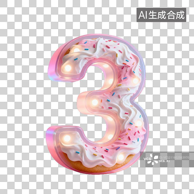【AI数字艺术】3D粉色甜美梦幻风奶油糖霜质感数字图片素材