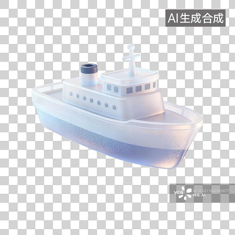 【AI数字艺术】一艘白色的玩具船图片素材