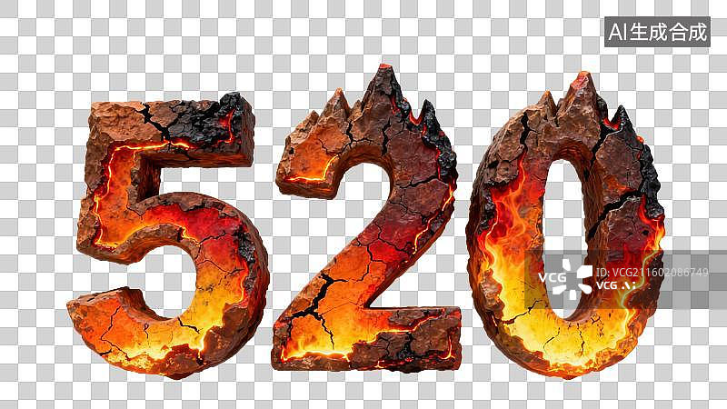 【AI数字艺术】3D火焰山峰演示效果数字520图片素材