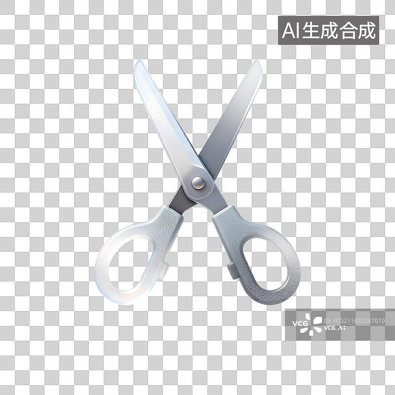 【AI数字艺术】一把银色剪刀的图标图片素材