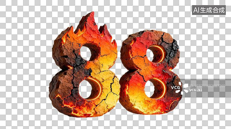 【AI数字艺术】3D火焰山峰演示效果数字88图片素材