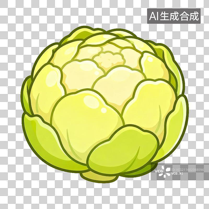 【AI数字艺术】新鲜卷心菜的卡通插图图片素材