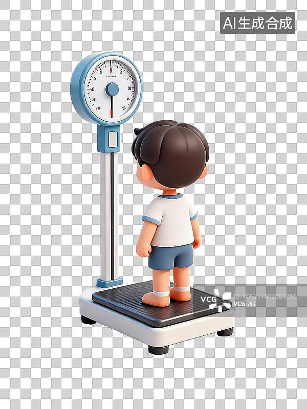 【AI数字艺术】儿童在量身高体重图片素材