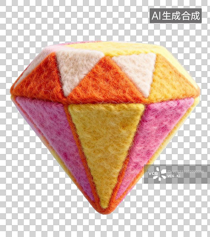 【AI数字艺术】3D毛毡风格立体装饰形状元素图片素材