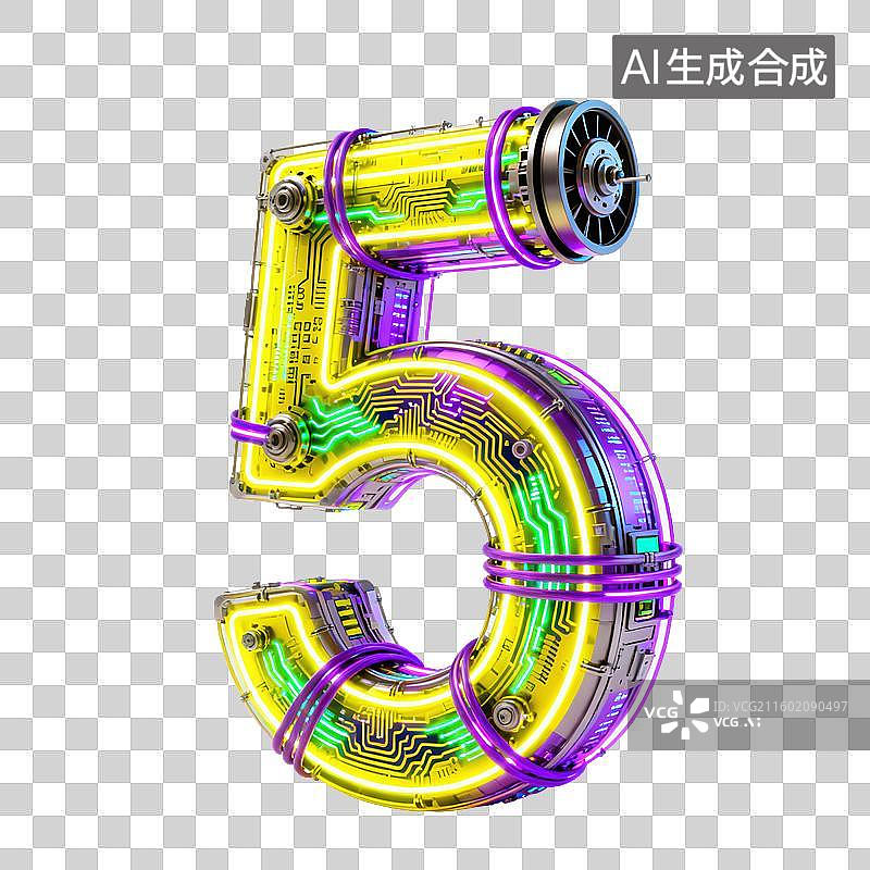 【AI数字艺术】3D荧光绿霓虹灯光晕数字图片素材