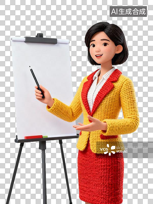 【AI数字艺术】毛线风格的在讲解的培训师图片素材