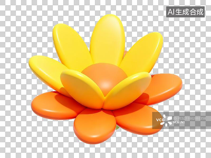 【AI数字艺术】装饰元素 创意花卉 黄色橙色花朵造型玩具图片素材
