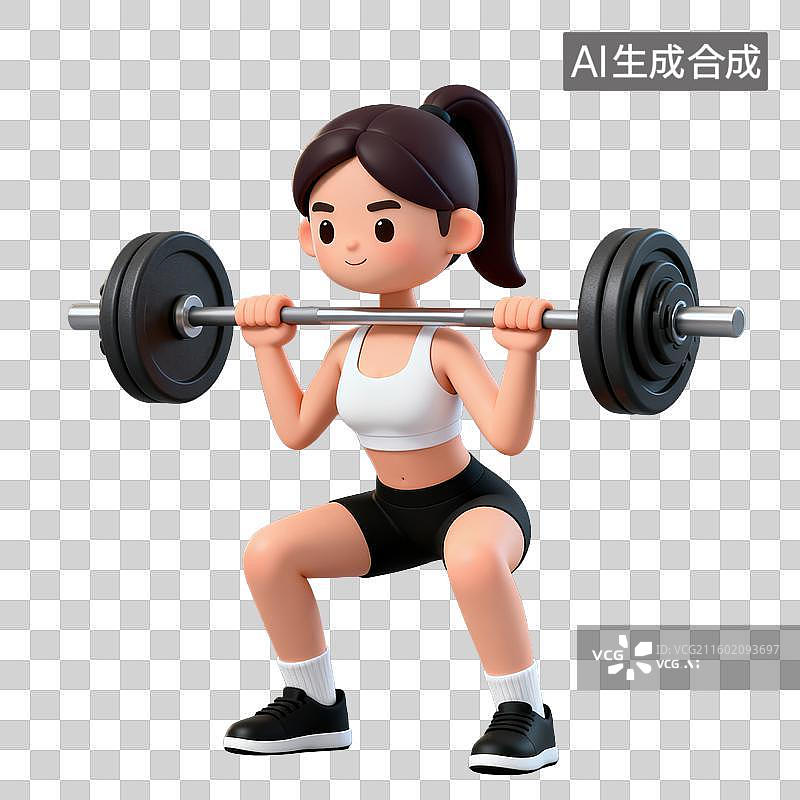 【AI数字艺术】3D体育运动项目女子杠铃举重元素图片素材