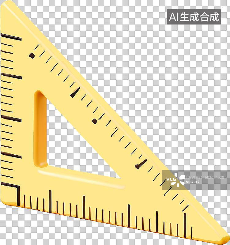 【AI数字艺术】3D风格数学教具木质三角尺图标图片素材