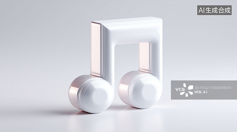 【AI数字艺术】白底糖果色可爱音乐音符图标3D卡通立体插画图片素材