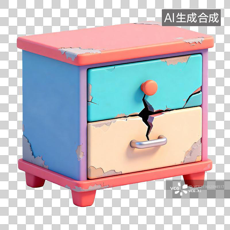 【AI数字艺术】已经损坏的床头柜图片素材