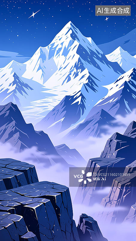 【AI数字艺术】珠穆朗玛峰邮票图片素材