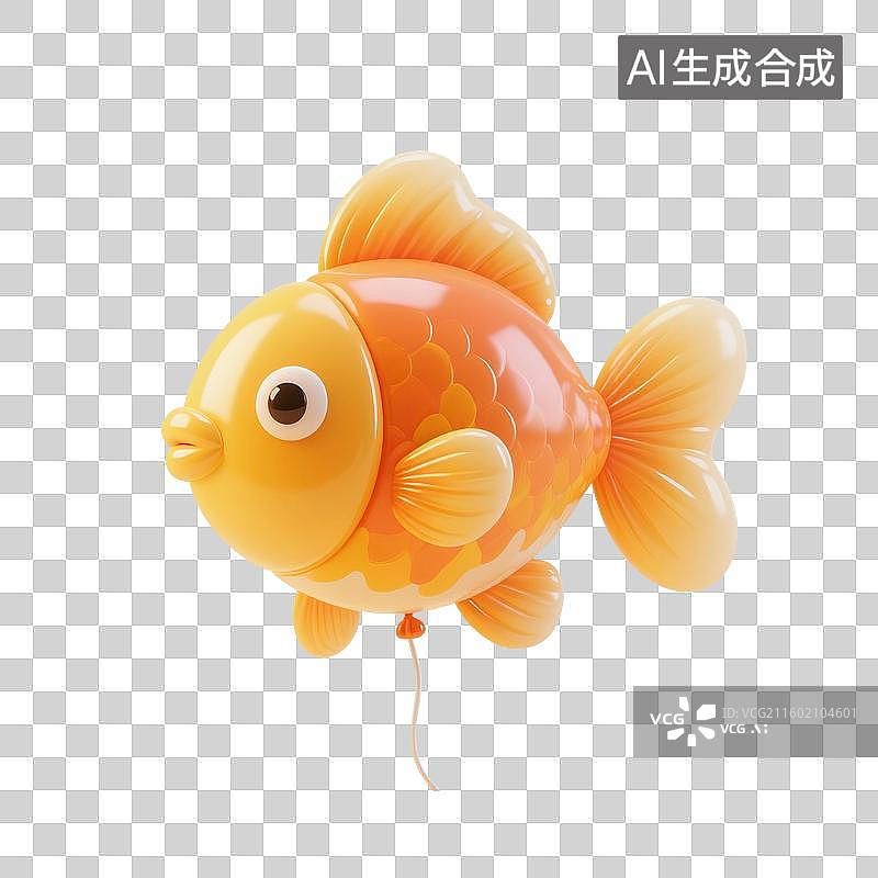 【AI数字艺术】3D渲染，充气膨胀风格，气球，小鱼，鱼类，热带鱼，玩具，免抠元素图片素材