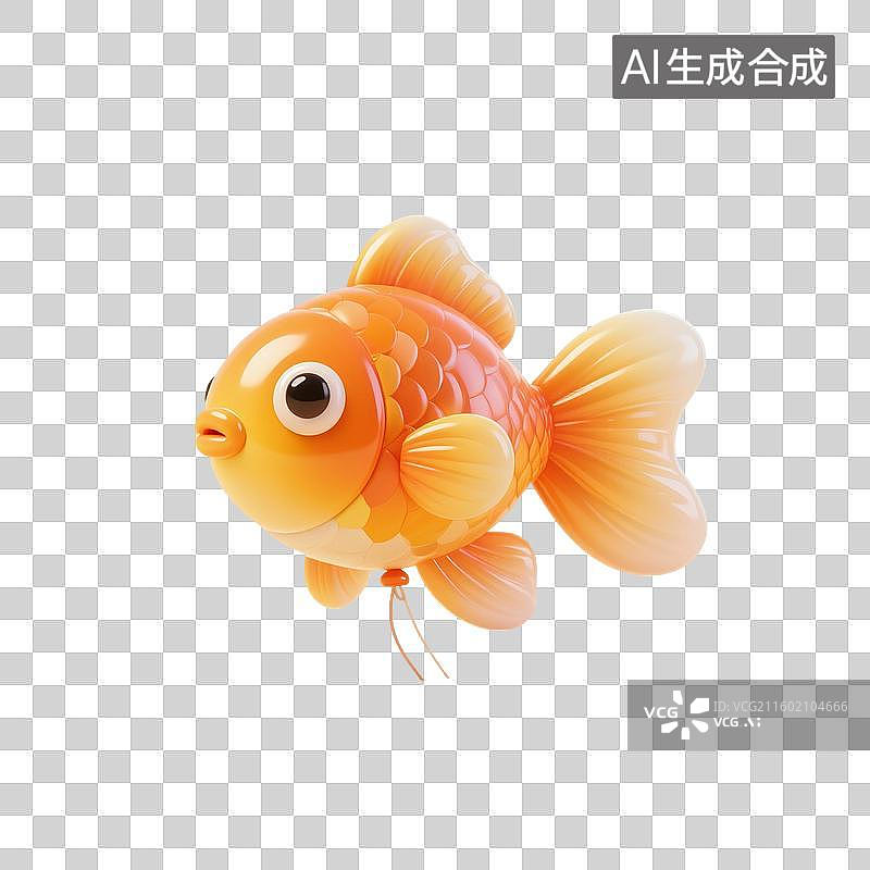 【AI数字艺术】3D渲染，充气膨胀风格，气球，小鱼，鱼类，热带鱼，玩具，免抠元素图片素材