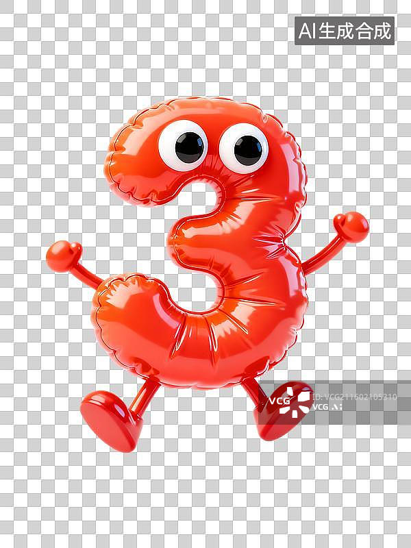 【AI数字艺术】3D膨胀风拟人化数字倒计时元素图片素材