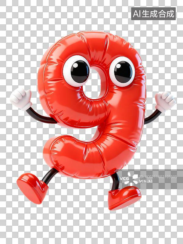 【AI数字艺术】3D膨胀风拟人化数字倒计时元素图片素材