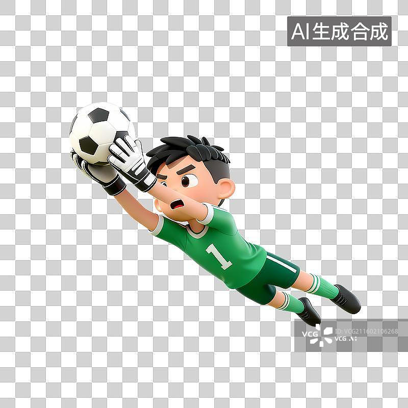 【AI数字艺术】3D立体足球运动守门员元素图片素材