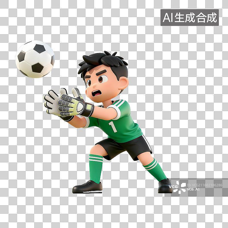 【AI数字艺术】3D立体足球运动守门员元素图片素材