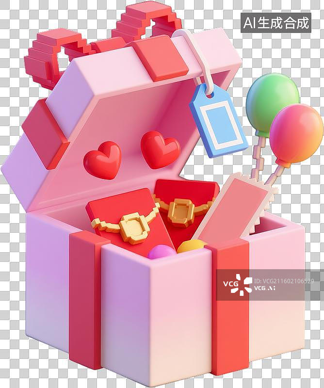 【AI数字艺术】卡通3D立体像素风格红包促销购物插画元素图片素材