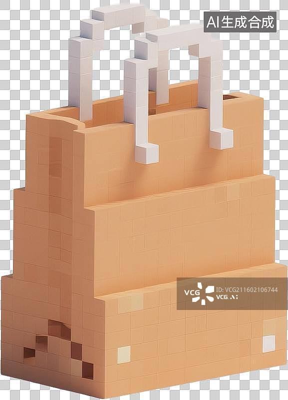 【AI数字艺术】卡通3D立体像素风格红包促销购物插画元素图片素材