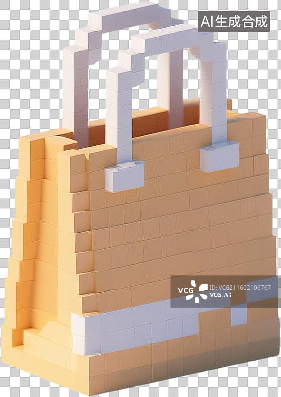 【AI数字艺术】卡通3D立体像素风格红包促销购物插画元素图片素材