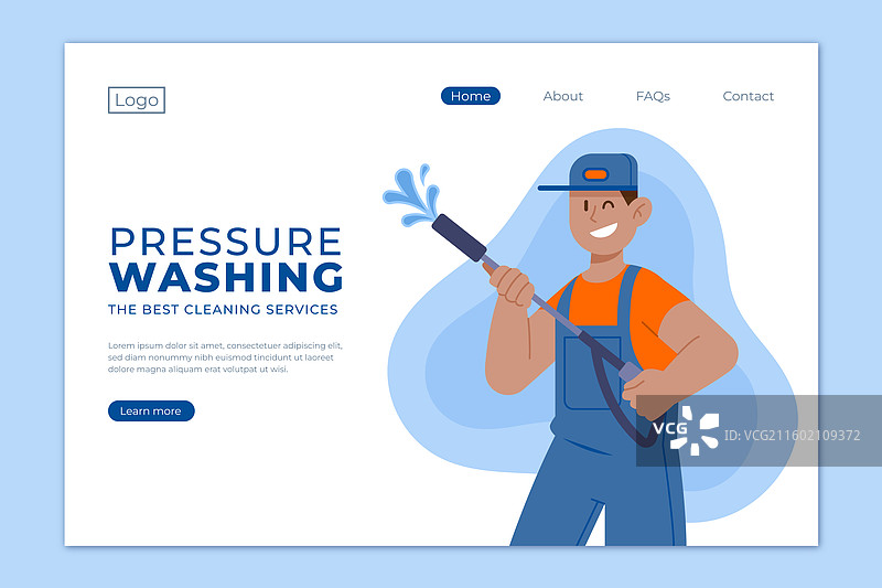 扁平化高压清洗落地页模板图片素材