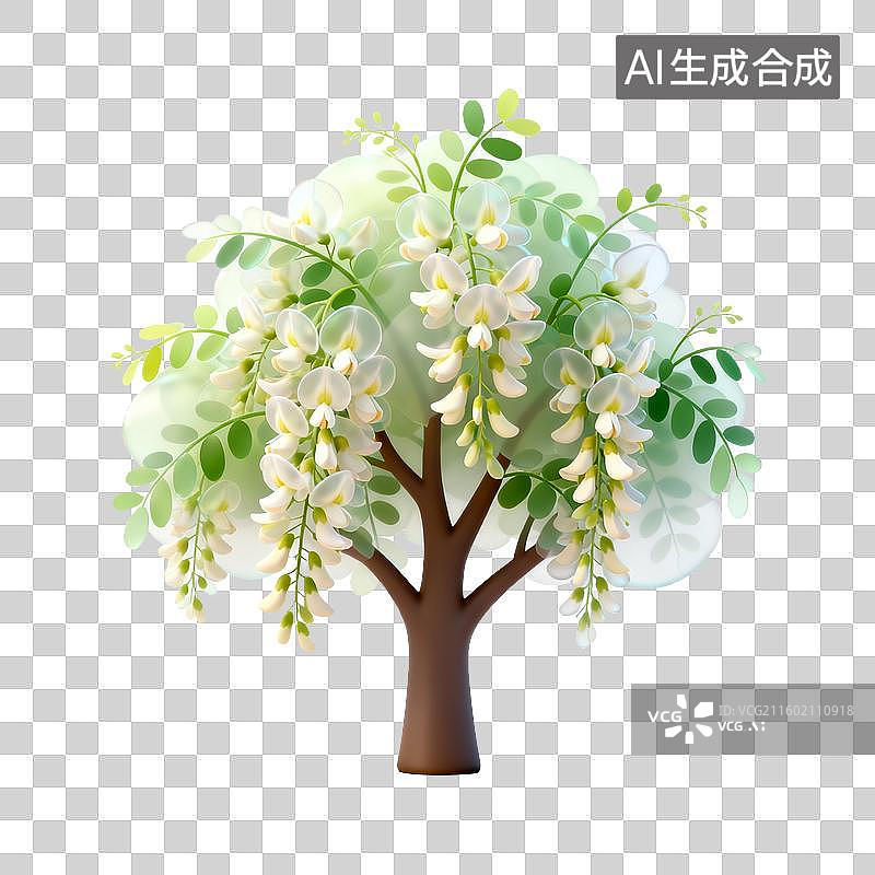 【AI数字艺术】盛开的紫藤树插画图片素材