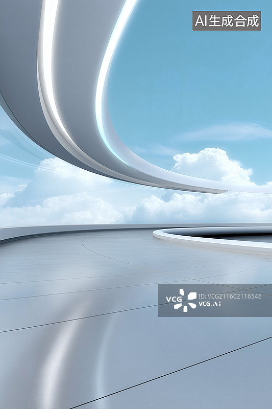 【AI数字艺术】现代建筑与天空图片素材