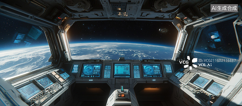 【AI数字艺术】太空舱视角下的图片素材