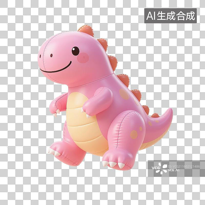 【AI数字艺术】3D渲染，充气膨胀风格，可爱的卡通恐龙，气球，充气玩具，免抠元素图片素材