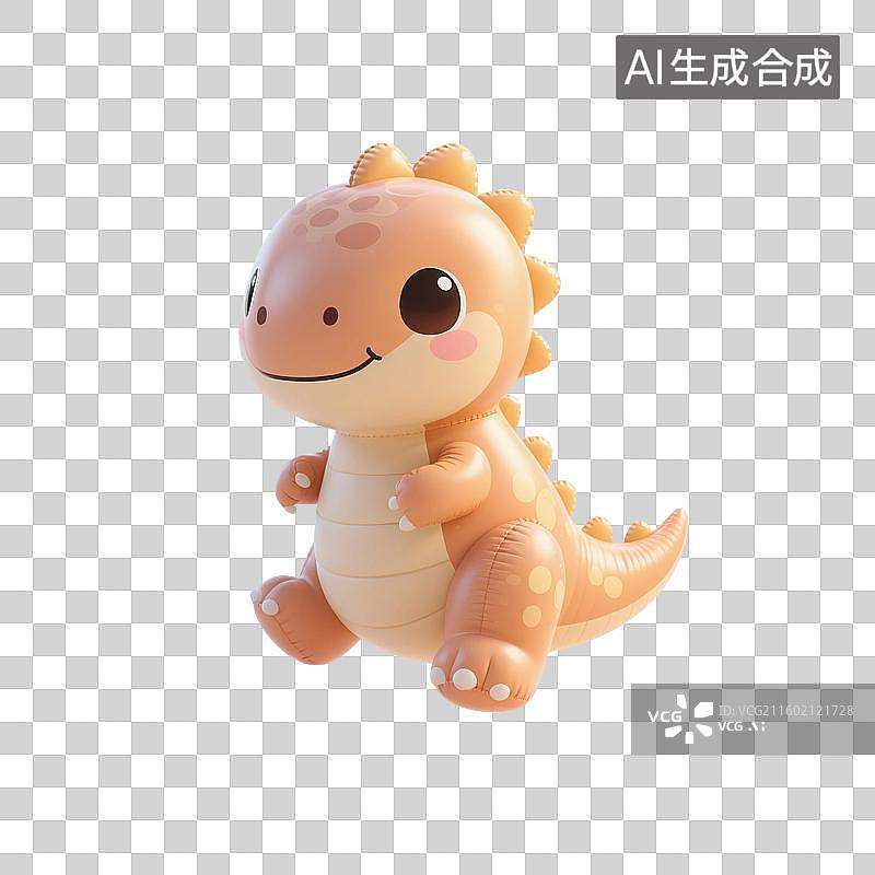 【AI数字艺术】3D渲染，充气膨胀风格，可爱的卡通恐龙，气球，充气玩具，免抠元素图片素材
